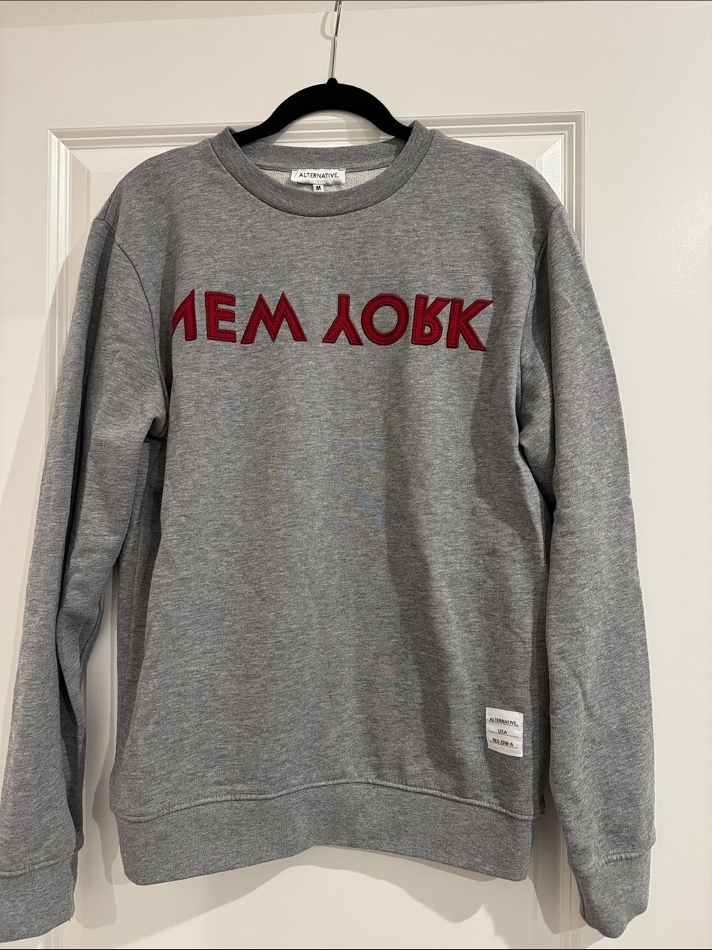Alternative Apparel Gray Crewneck Sweatshirt with Red Appliqué